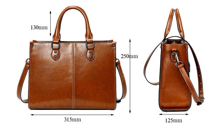 Genuine Leather Oil Wax Leather Square Tote bags WAAMII   