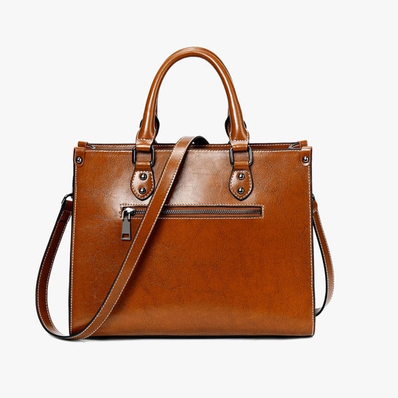 Genuine Leather Oil Wax Leather Square Tote bags WAAMII   