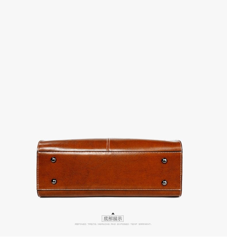 Genuine Leather Oil Wax Leather Square Tote bags WAAMII   