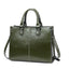 Genuine Leather Oil Wax Leather Square Tote bags WAAMII Green  