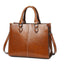 Genuine Leather Oil Wax Leather Square Tote bags WAAMII Brown  