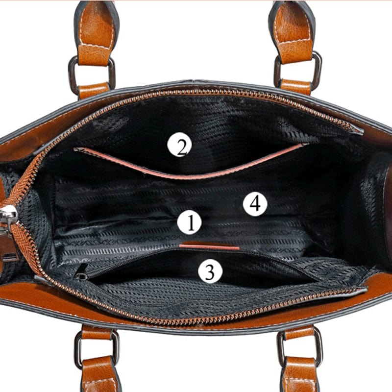 Genuine Leather Oil Wax Leather Square Tote bags WAAMII   