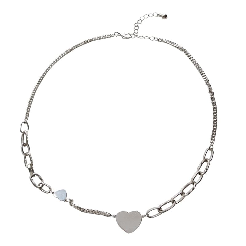 Geometric Double Heart Pendant Necklace Jewelry WAAMII   