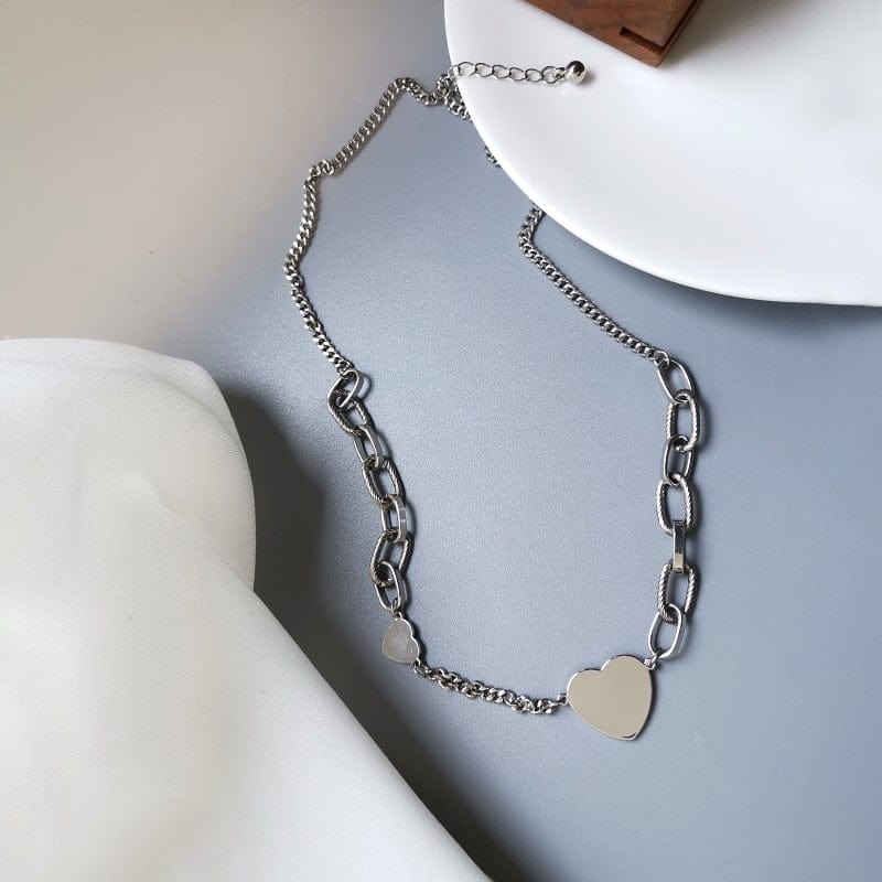 Geometric Double Heart Pendant Necklace - - Luxury Jewelry by WAAMII