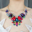 Geometric Waterdrop Crystal Flower Pendant Statement Necklace Earrings Jewelry Set Jewelry WAAMII   
