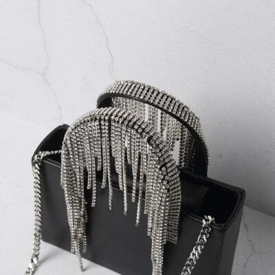 Gerry Luxury Diamond Tassel Tote-Black bags WAAMII   