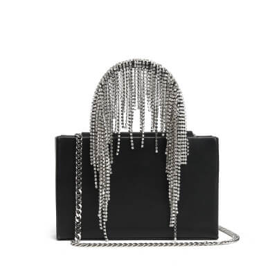 Gerry Luxury Diamond Tassel Tote-Black bags WAAMII   