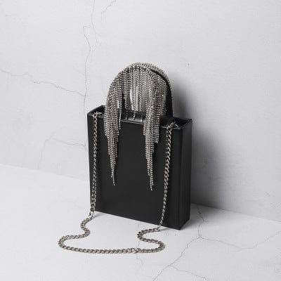 Gerry Luxury Diamond Tassel Tote-Black bags WAAMII   