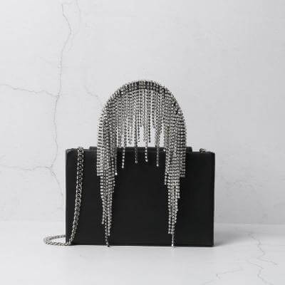 Gerry Luxury Diamond Tassel Tote-Black bags WAAMII A  
