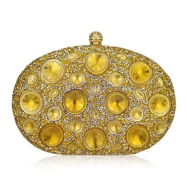 Giant Light Rhinestones Peafowl Clutch - gold - Luxury bags by WAAMII
