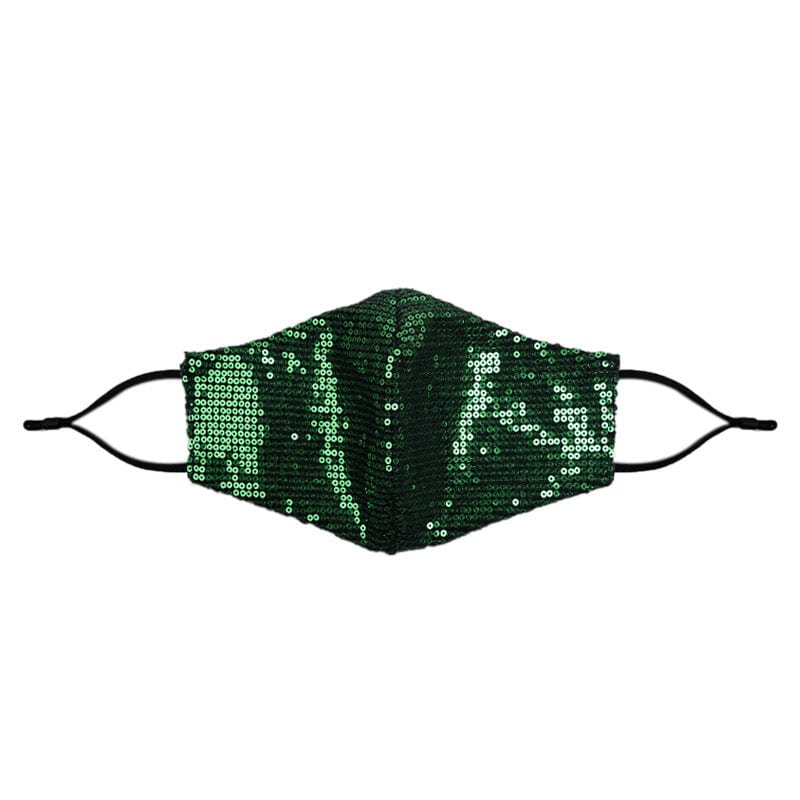 Glitter Sparkle Pattern Fashion Masks For Women-S77 Horizontal sequins-Multiple Colors Accessories WAAMII Green  
