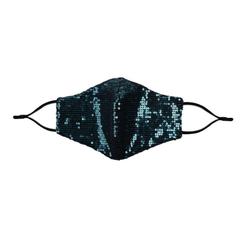 Glitter Sparkle Pattern Fashion Masks For Women-S77 Horizontal sequins-Multiple Colors Accessories WAAMII Dark green  