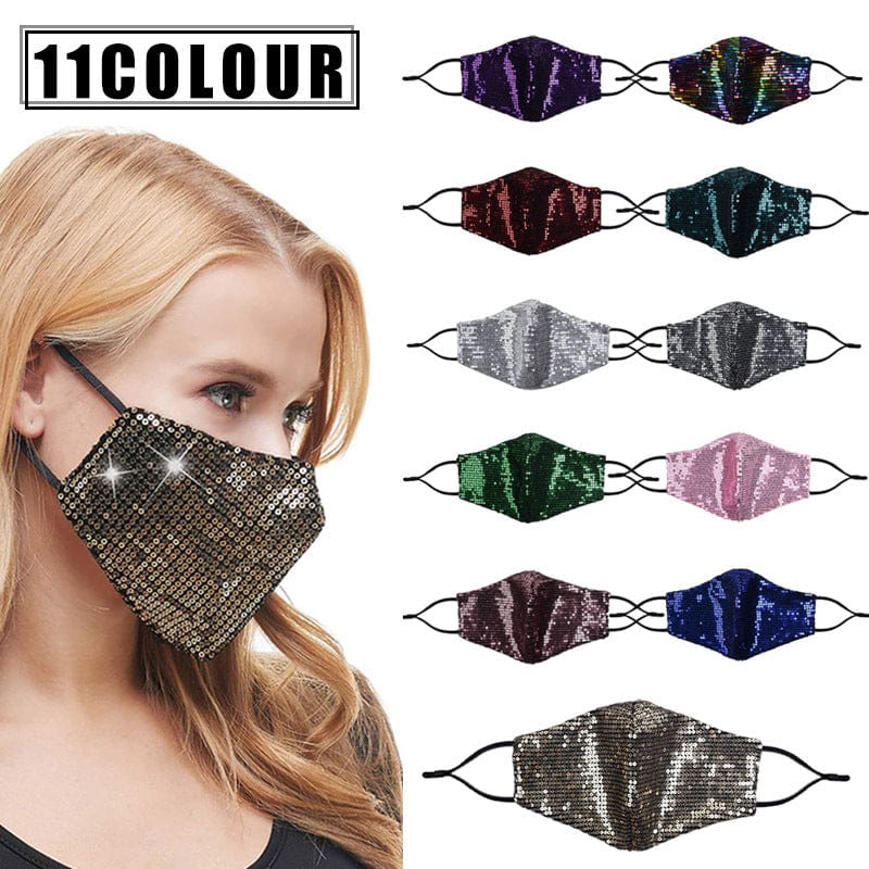 Glitter Sparkle Pattern Fashion Masks For Women-S77 Horizontal sequins-Multiple Colors Accessories WAAMII   