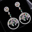 Glossy Silver-Plated Colored Stone Circle Drop Earrings Jewelry WAAMII   