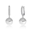 Glossy Silver-Tone Ceramic Zircon Ball Hook Earrings Jewelry WAAMII silver and white A  