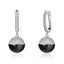 Glossy Silver-Tone Ceramic Zircon Ball Hook Earrings