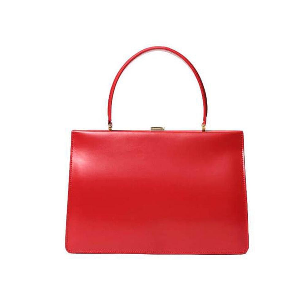 Gold Clip Buckle Top Genuine Leather Tote Lady Business Bag bags WAAMII Red  