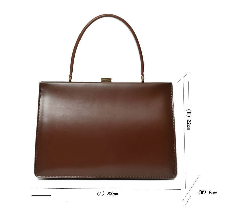 Gold Clip Buckle Top Genuine Leather Tote Lady Business Bag - - Luxury bags by WAAMII