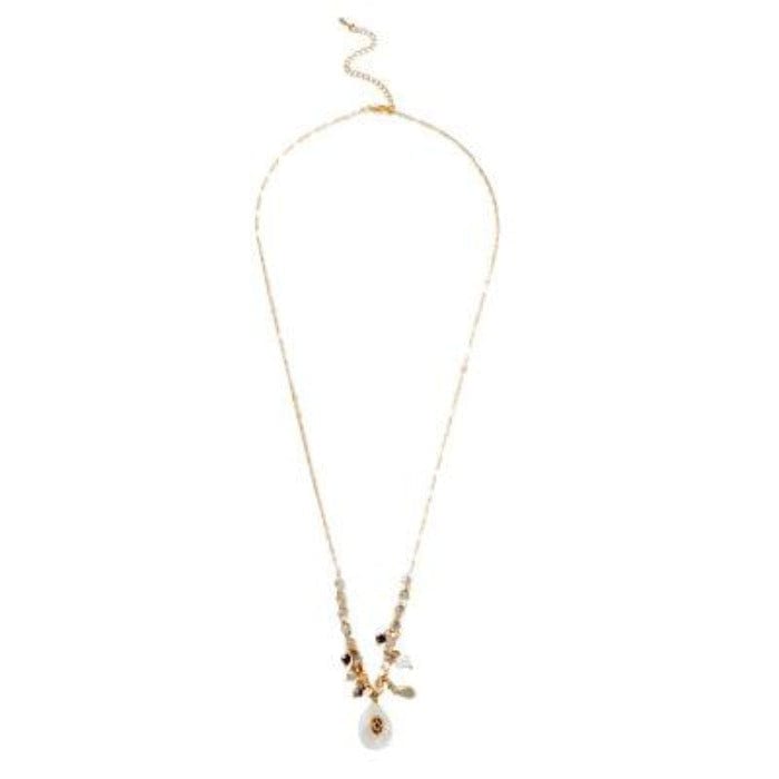 Gold Plated Natural Stone Drop Long Necklace Jewelry WAAMII   