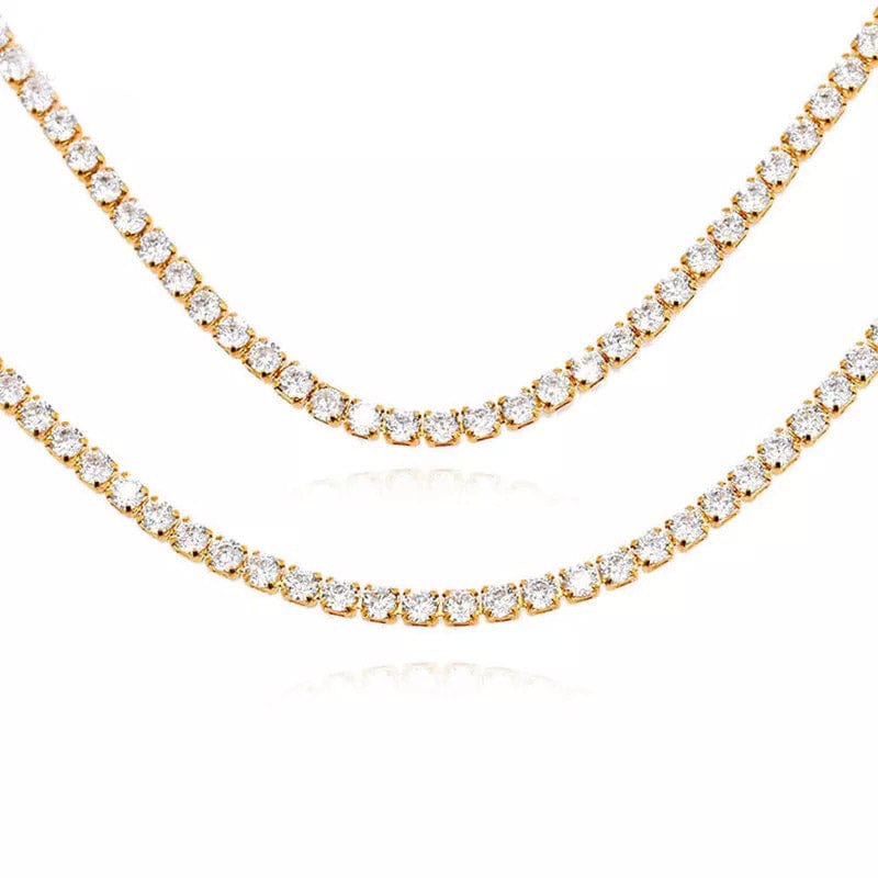 Gold Plated Rainbow AAA Cubic Zirconia Tennis Chain Necklace Choker - - Luxury Jewelry by WAAMII