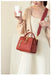 Gold-tone Chains Zippered Top Grain Genuine Leather Boston Satchel bags WAAMII   
