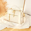 Gold-tone Chains Zippered Top Grain Genuine Leather Boston Satchel bags WAAMII White  