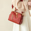 Gold-tone Chains Zippered Top Grain Genuine Leather Boston Satchel bags WAAMII   