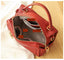 Gold-tone Chains Zippered Top Grain Genuine Leather Boston Satchel bags WAAMII   