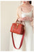 Gold-tone Chains Zippered Top Grain Genuine Leather Boston Satchel bags WAAMII   