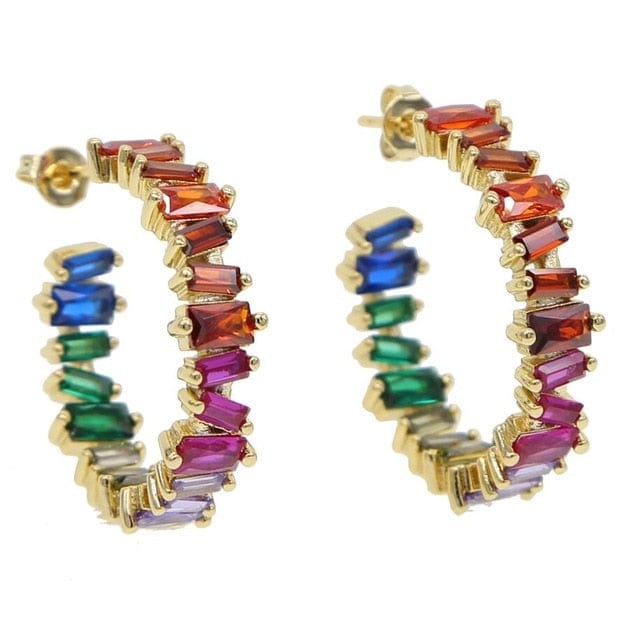 Multi colored deals gemstone hoop earrings