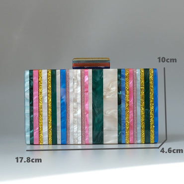 Gold Tone Marble Effect Striped Clutch - - Luxury bags by WAAMII