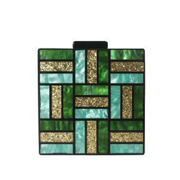 Green Gold Tone Acrylic Glitter Clutch Purse - - Luxury bags by WAAMII