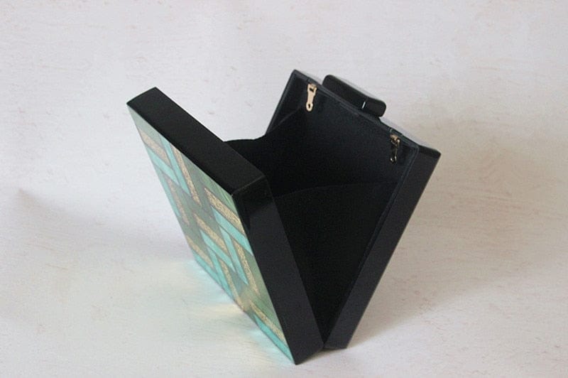 Green Gold Tone Acrylic Glitter Clutch Purse - - Luxury bags by WAAMII