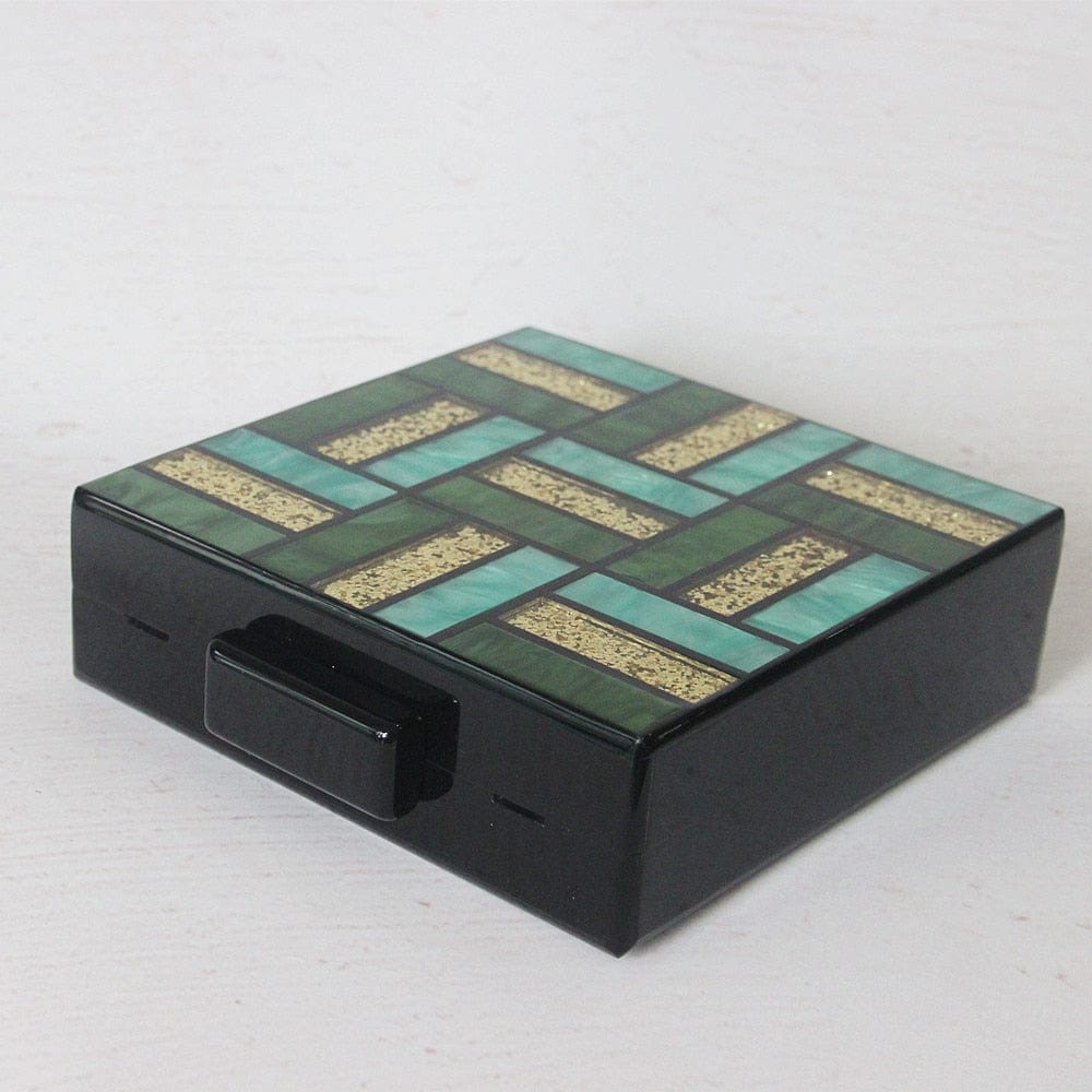 Green Gold Tone Acrylic Glitter Clutch Purse - - Luxury bags by WAAMII