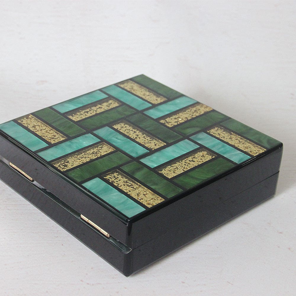 Green Gold Tone Acrylic Glitter Clutch Purse - - Luxury bags by WAAMII