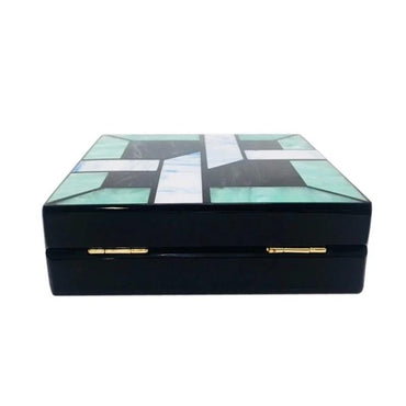 Green Patchwork Ball Clasp Clutch - - Luxury bags by WAAMII