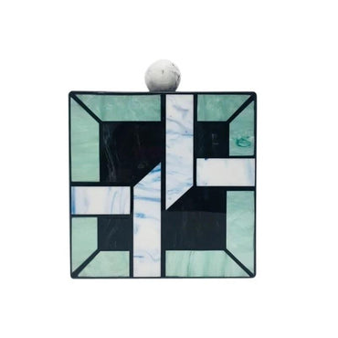 Green Patchwork Ball Clasp Clutch - - Luxury bags by WAAMII
