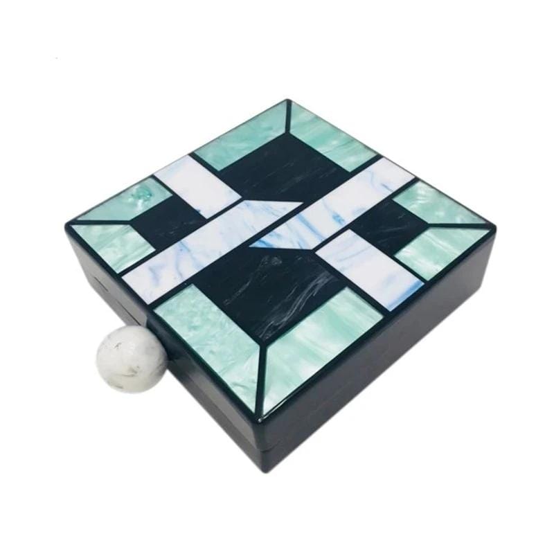 Green Patchwork Ball Clasp Clutch - - Luxury bags by WAAMII