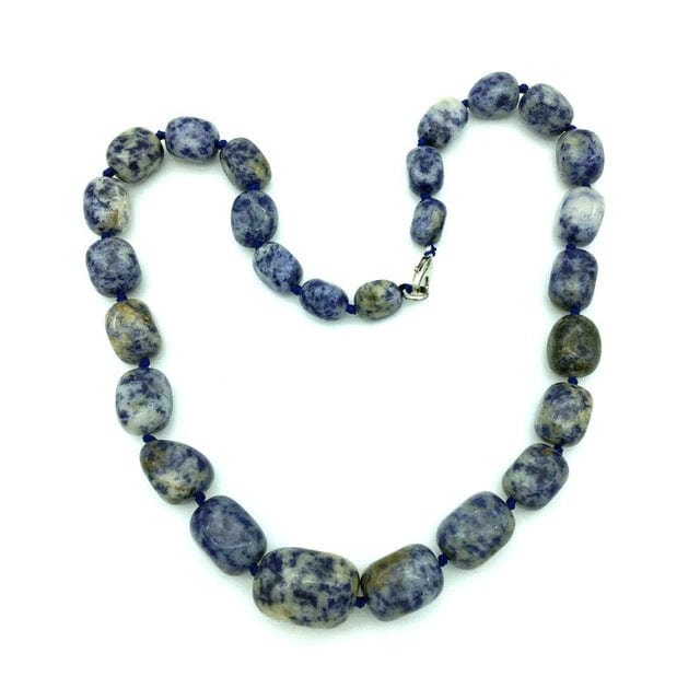 Hand-made Gradient Natural Stone Birthstone Necklaces Mottled Beads Size 9x12 mm to 16x24mm Jewelry WAAMII blue spot stone  