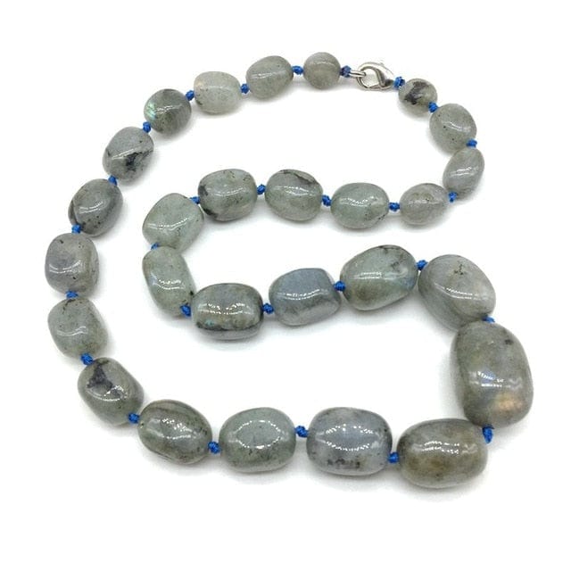 Hand-made Gradient Natural Stone Birthstone Necklaces Mottled Beads Size 9x12 mm to 16x24mm Jewelry WAAMII labradorite stone  