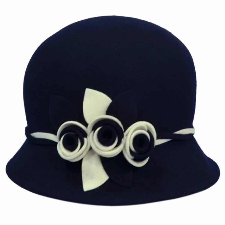 Handmade Flowers Womens Wool Bucket Hat Fedoras For Winter Accessories WAAMII   