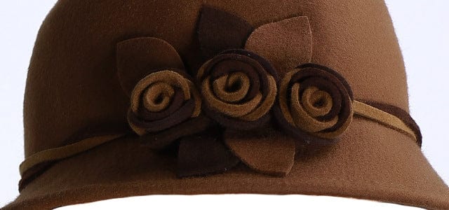 Handmade Flowers Womens Wool Bucket Hat Fedoras For Winter Accessories WAAMII   