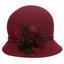 Handmade Flowers Womens Wool Bucket Hat Fedoras For Winter Accessories WAAMII Wine  