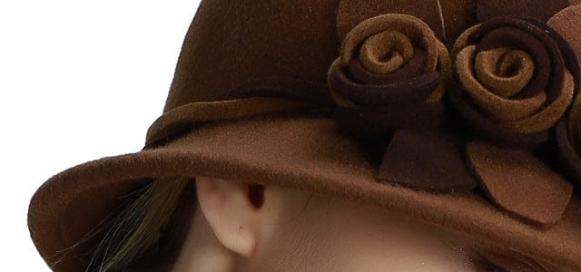 Handmade Flowers Womens Wool Bucket Hat Fedoras For Winter Accessories WAAMII   
