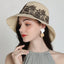 Handmade Packable Lace Embroidered Floral Straw Hats Summer Caps Beach Hat-WCM092