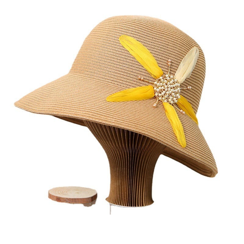 Handmade Packable Silk Floral Straw Hats Summer Caps Beach Hat-WCM011 Accessories WAAMII   