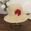 Handmade Silk Embroidered Daisy Woven Summer Straw Hat For Lady-WCM084 Accessories WAAMII beige red  