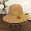 Handmade Silk Embroidered Floral Summer Natural Straw Hat For Lady-WCM086 Accessories WAAMII Camel  