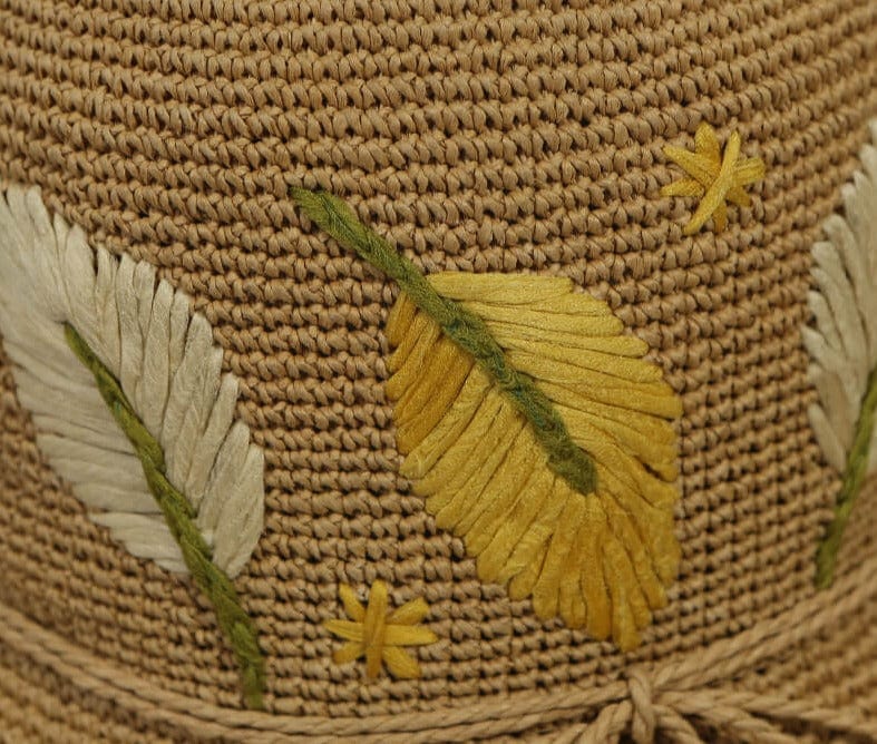 Handmade Silk Floral Embroidered Woven Straw Hat-WCM072 Accessories WAAMII   