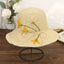 Handmade Silk Floral Embroidered Woven Straw Hat-WCM083 Accessories WAAMII Beige  